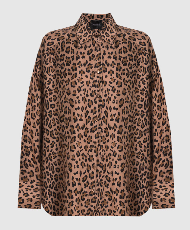 Simonetta Ravizza Brown shirt made of silk in an animalistic print SH44T29