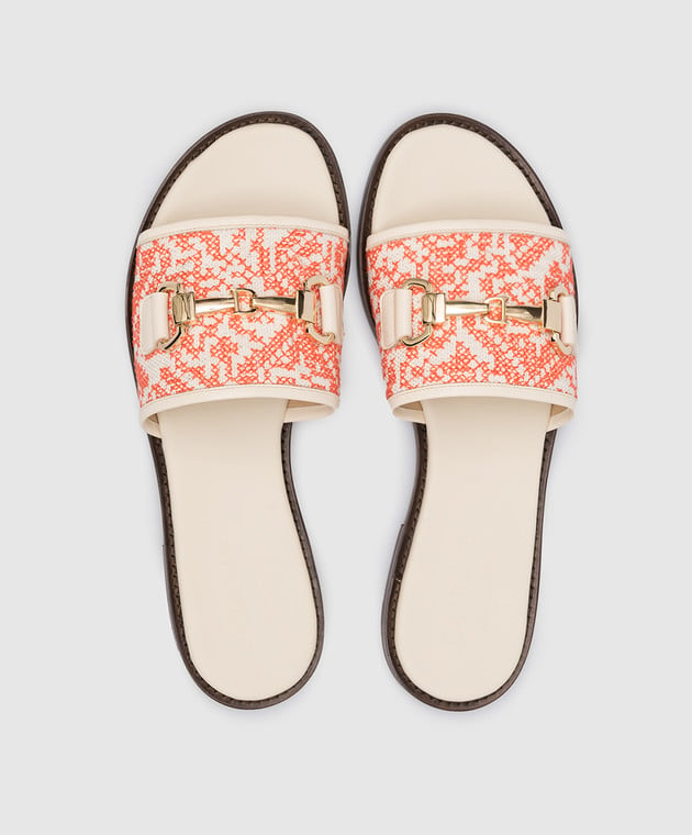 Doucal's Beige flip-flops with embroidery DD8636BETTPF633 изображение 4