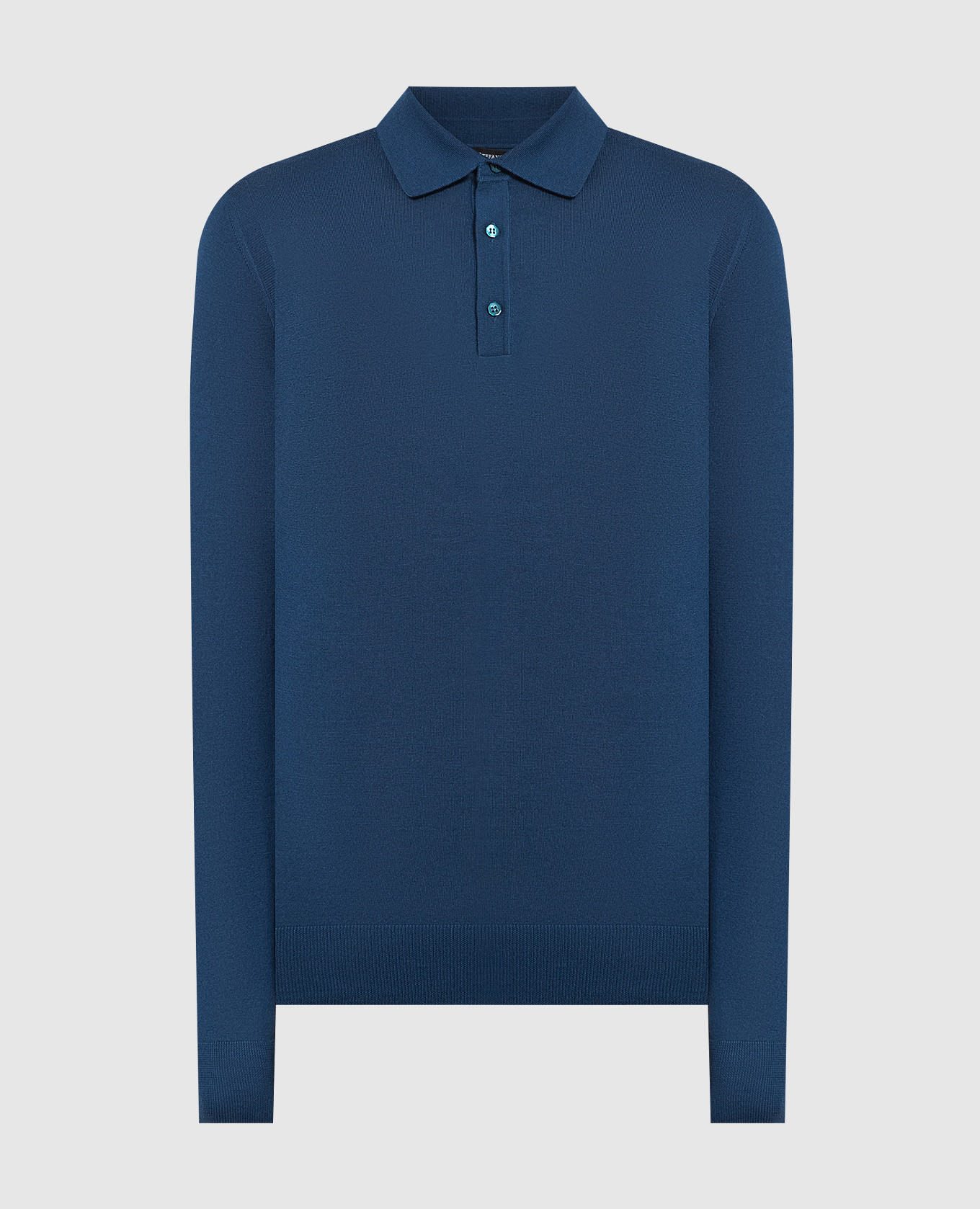Blue cashmere and silk polo shirt