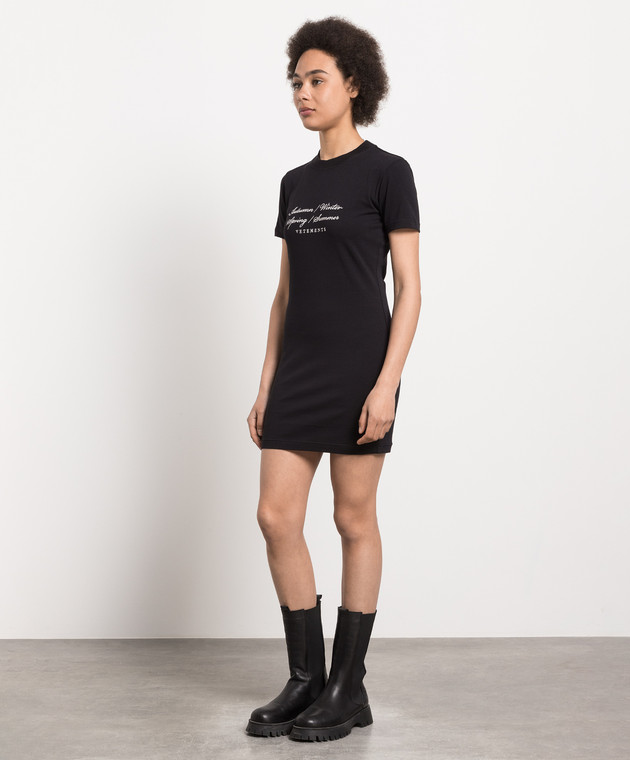 Vetements Black dress with logo embroidery WE54DR100B image 3