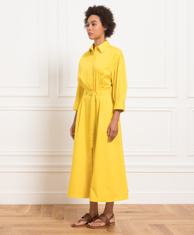 Loro Piana Жовта сукня-сорочка з драпіруванням FAM1291 зображення 3