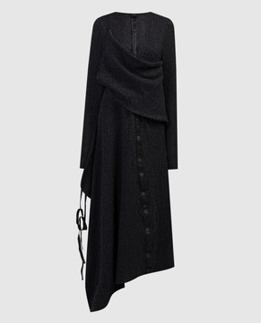 Marc Le Bihan Черное платье из шерсти и шелка асимметричного кроя. 2852H2324