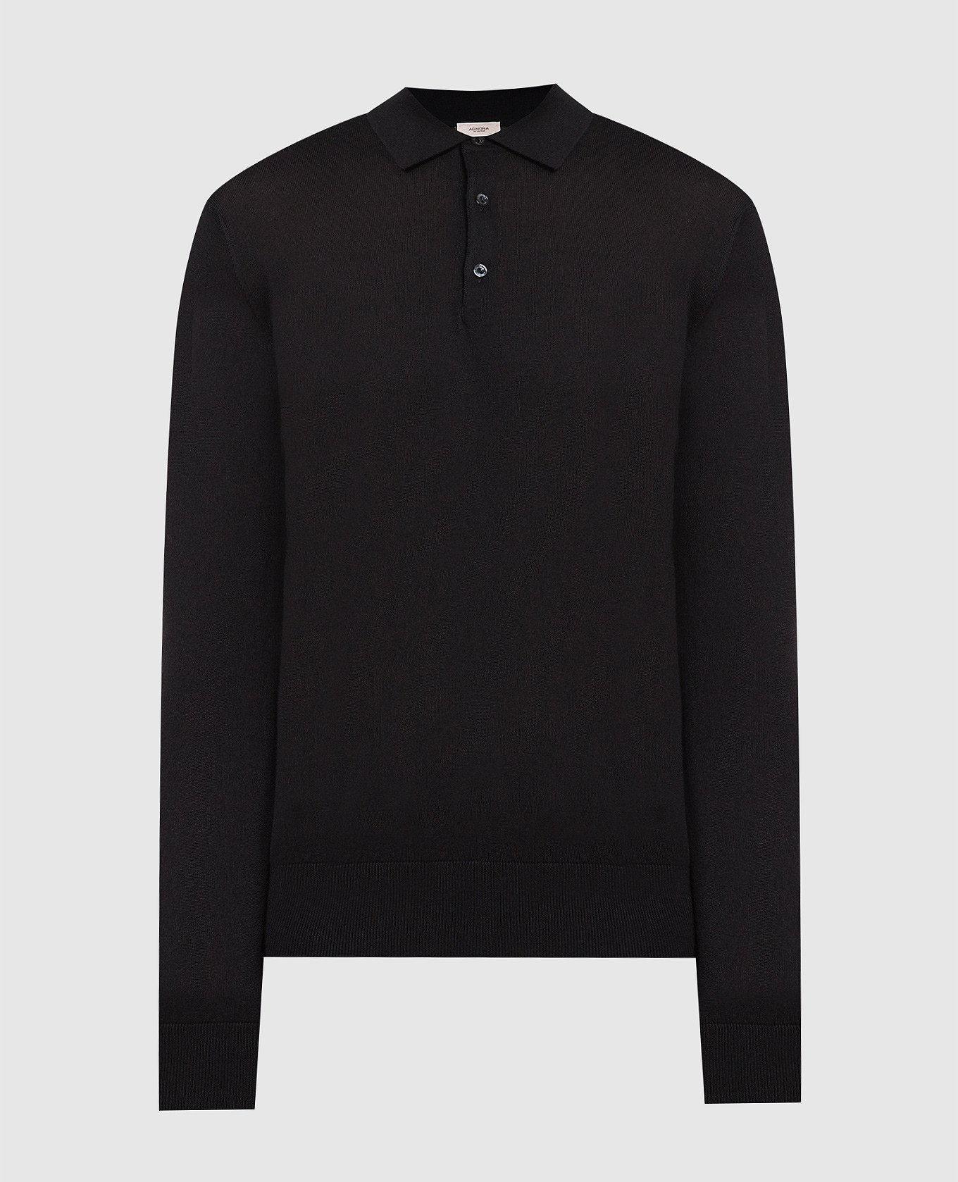 Black cashmere and silk polo shirt