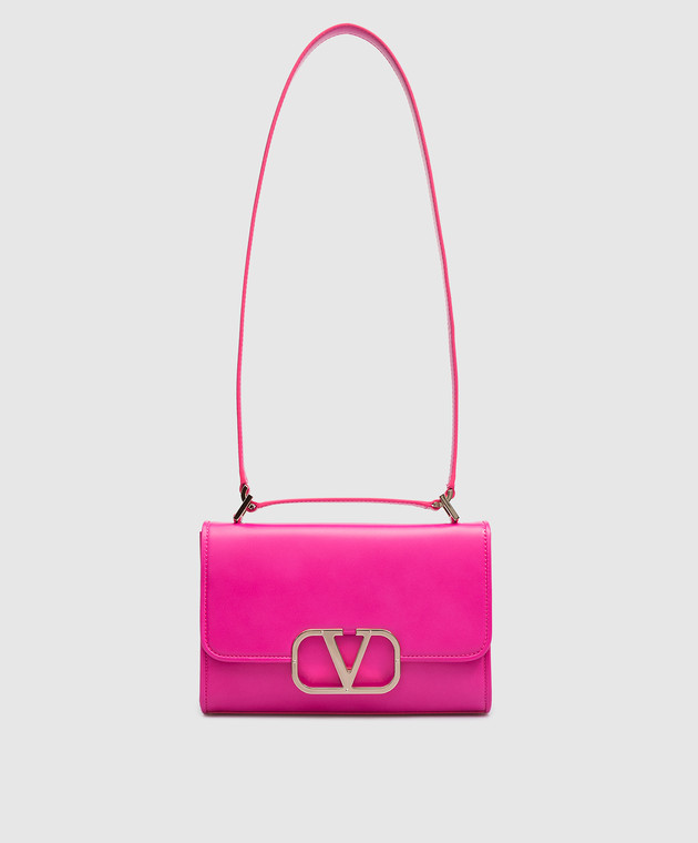 Valentino VLogo Type pink leather messenger bag 2W2B0L49MUS