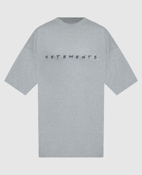 Vetements Серая меланжевая футболка с вышивкой логотипа UE54TR270G