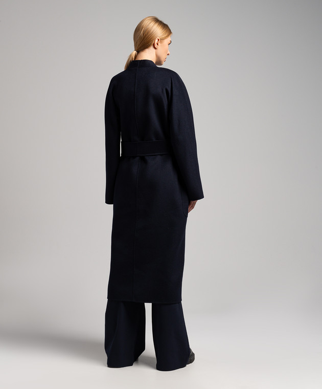 Max Mara Синее двубортное пальто Parsec из шерсти, кашемира и шелка PARSEC изображение 4