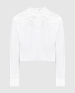 Philosophy di Lorenzo Serafini Біла блуза з ажурною вишивкою A02040717