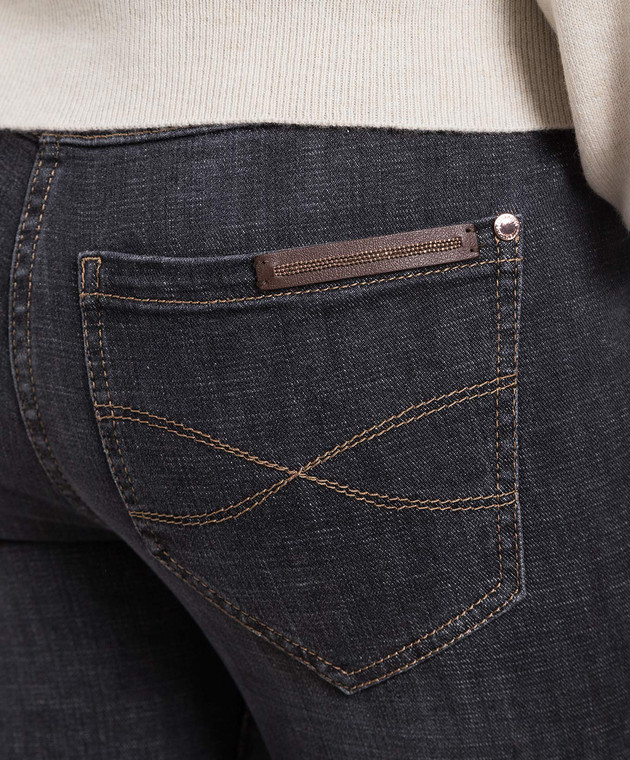 Brunello Cucinelli Black skinny jeans with monil chain MP065P5679 image 5