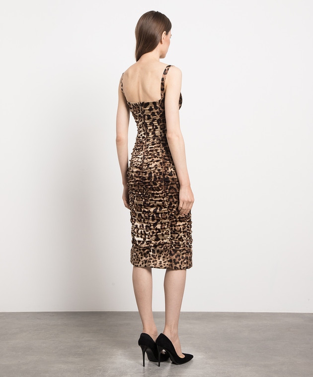 Women's Leopard Print Silk Bustier Top by Dolce & Gabbana