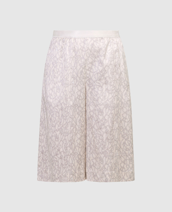 Beige shorts made of silk in the Hundred knots pattern
