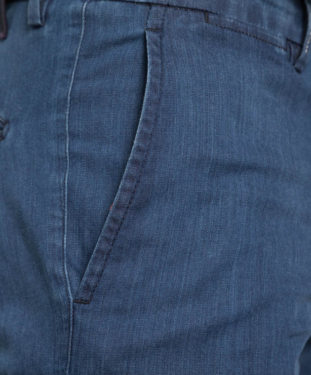 Kiton Blue denim shorts with logo patch UFBLACJ0744B изображение 5