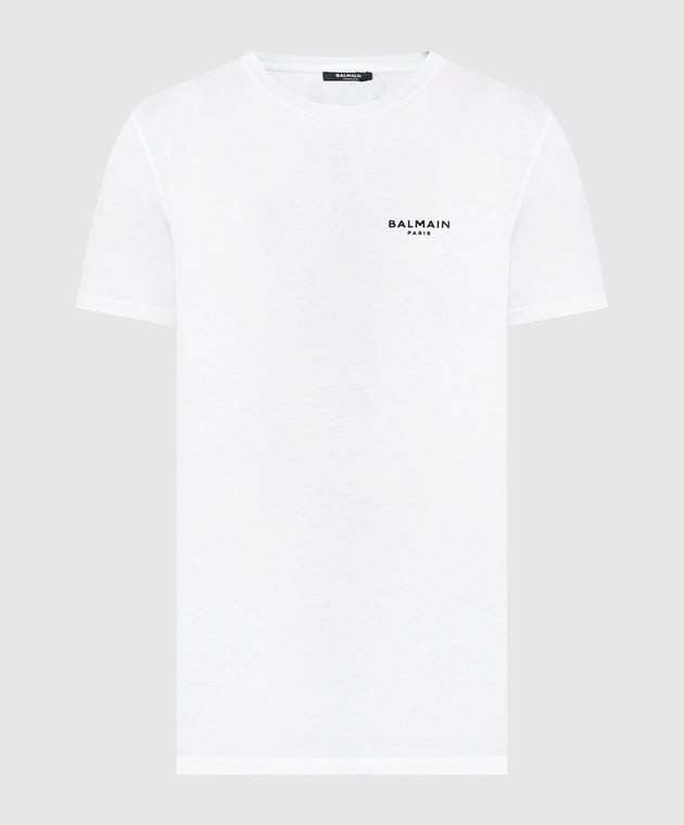 Balmain White t-shirt with contrasting logo BH1EF000BB04