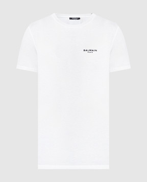 Balmain Біла футболка з контрастним логотипом BH1EF000BB04