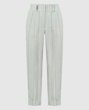 Peserico Сірі штани з льону з ланцюжком моніль і люрексом P04316V06744