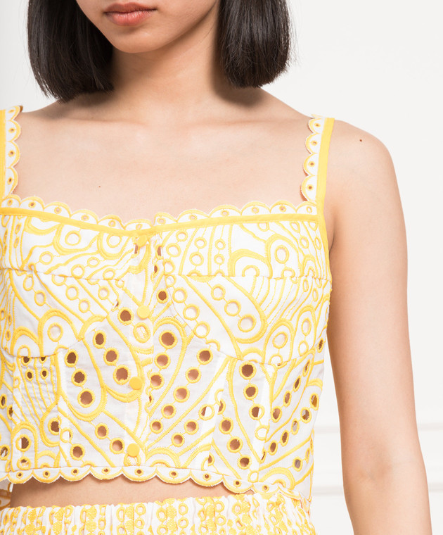Charo Ruiz Tessa Yellow Broderie Anglaise Embroidered Bustier Top 223100 image 5