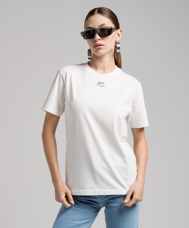 Off-White White t-shirt with Off-White Dnipro print OMAA027G23JER026 image 3
