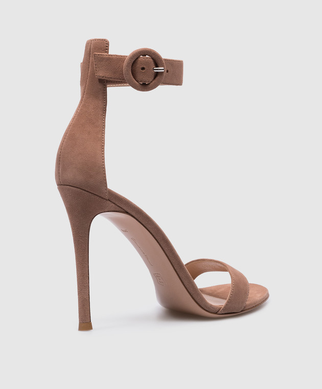 Gianvito Rossi Бежевые замшевые босоножки Portofino G6109615RIC изображение 3