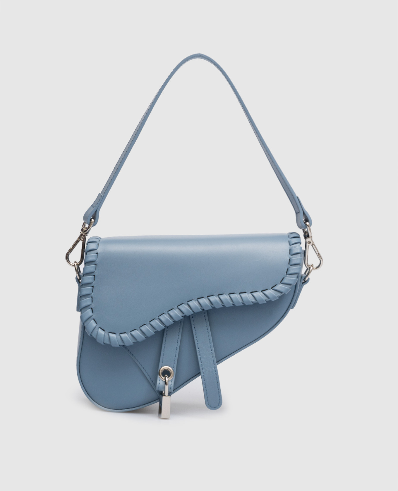 Голубая кожаная сумка-седл