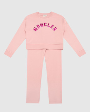 Moncler ENFANT Дитячий рожевий костюм з логотипом 8M00009899PS1214