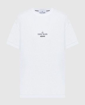 Stone Island Біла футболка ARCHIVIO PROJECT з принтом логотипа 80152NS91