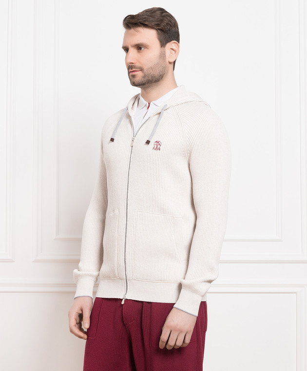 Brunello Cucinelli Бежевий кардиган з вишивкою логотипу M28704806G зображення 3