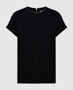 Brunello Cucinelli Черная футболка с цепочкой мониль M0T18BD200