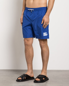 Dolce&Gabbana Сині шорти для плавання з принтом DG M4E39TFUSFW