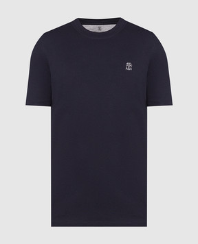 Brunello Cucinelli Голубая футболка с вышивкой логотипа M0T617444G