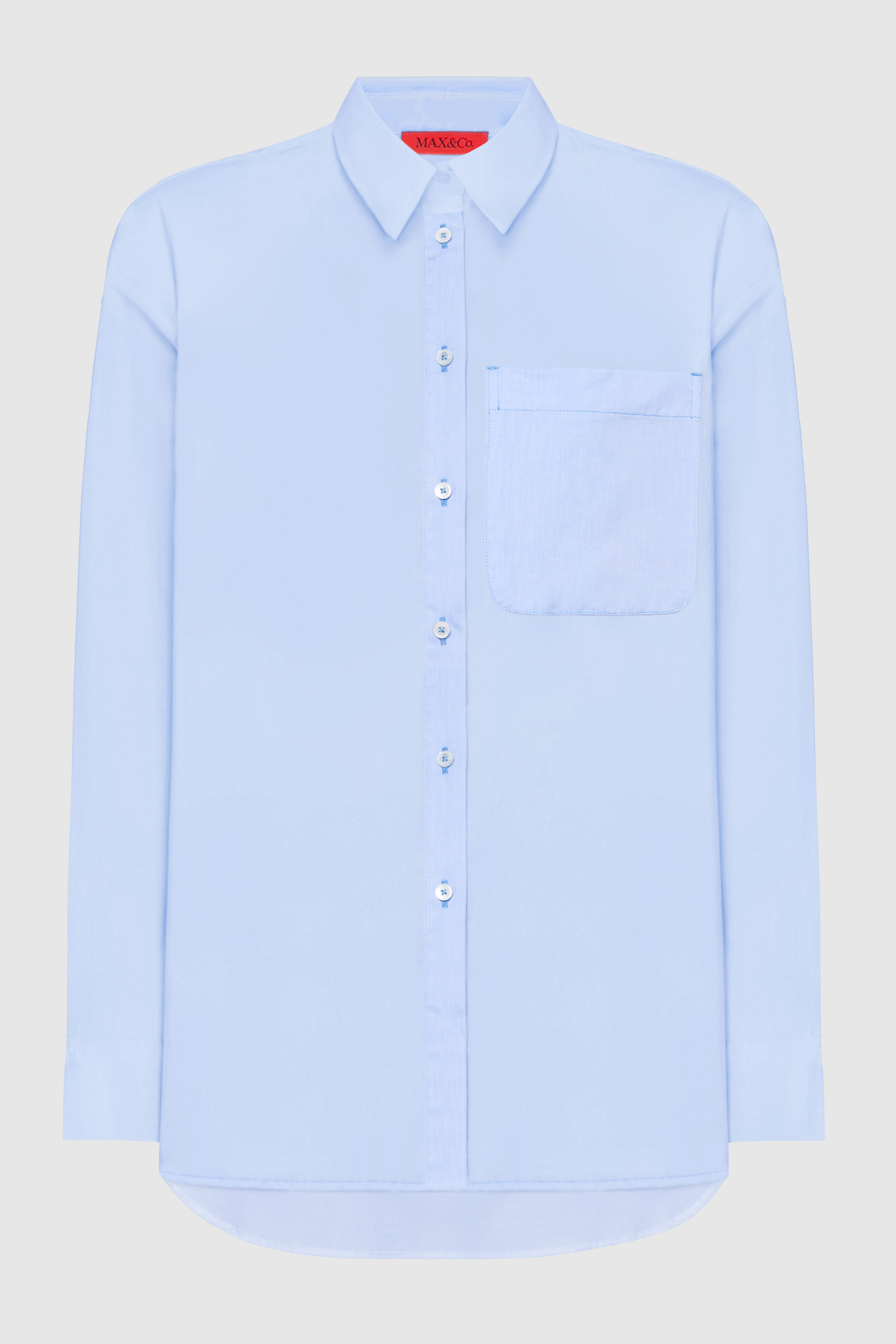 

Голубая рубашка с фигурным низом, Голубой, Рубашки