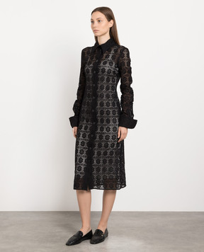 Max Mara Sportmax Черное ажурное платье-рубашка Recente RECENTE