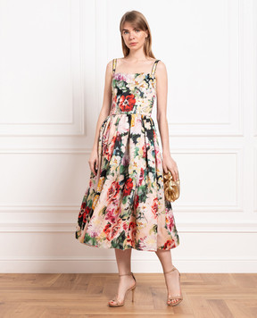 Dolce&Gabbana Сукня міді із шовку в квітковий принт F67N0THS10F