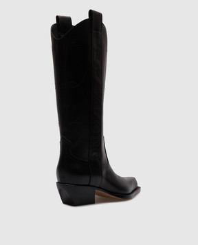 Off-White Чорні шкіряні козаки FOR WALKING OWIE041F23LEA001