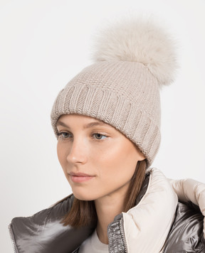 MooRER Бежевая шапка из шерсти с мехом лисы OTTAVIACWH