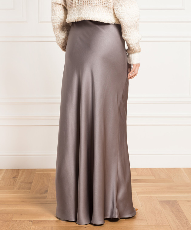 Brunello Cucinelli Серая юбка макси из шелка MD949G3306 изображение 4