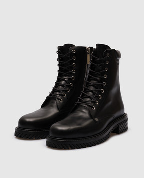Off-White Чорні шкіряні черевики Combat Lace Up OMID025F23LEA001