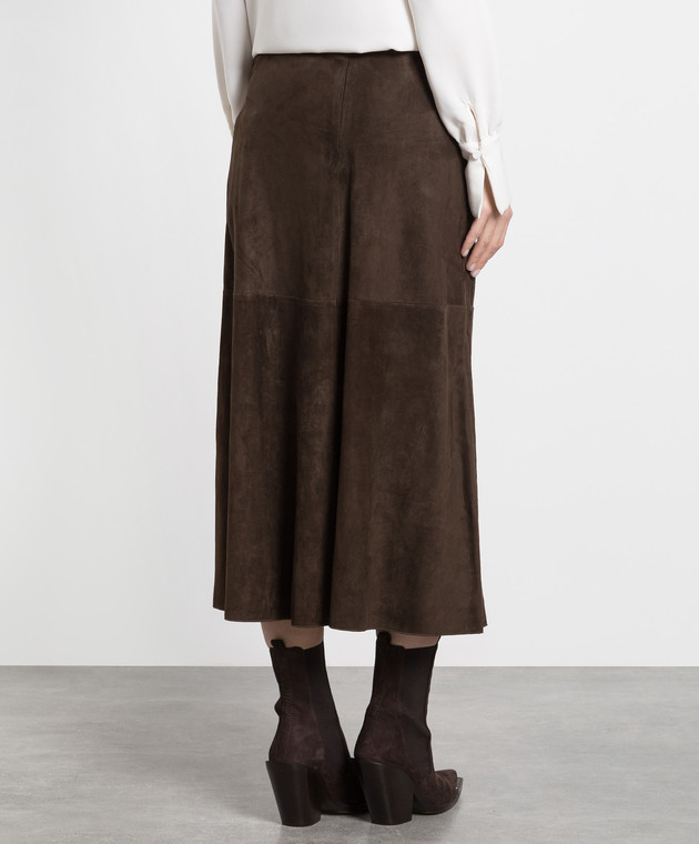 Max Mara Коричневая замшевая юбка миди Dancing DANCING изображение 4