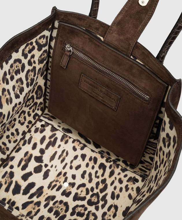 Ermanno Scervino Коричневая замшевая сумка-тоут с логотипом D433S354DIW изображение 4
