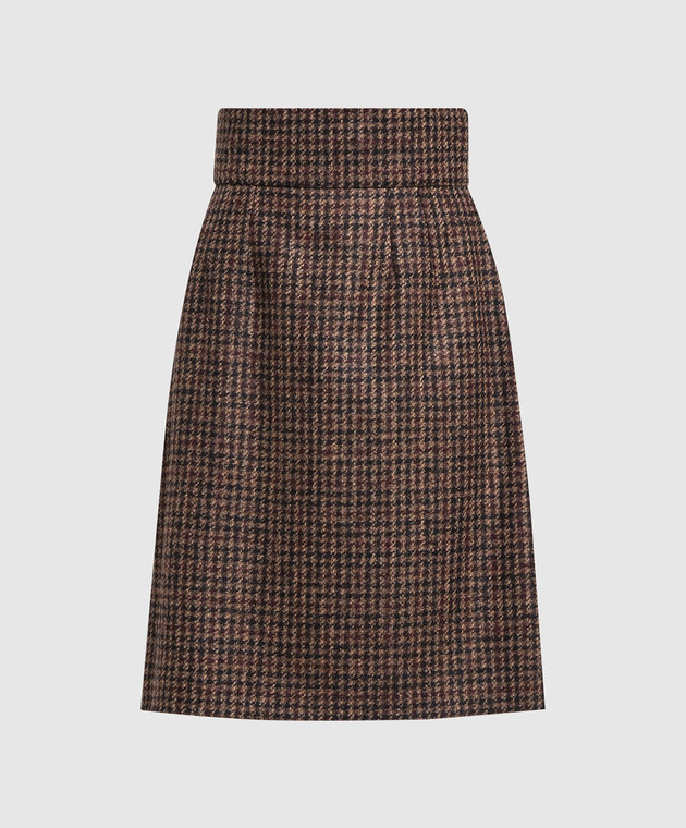 Dolce&Gabbana Brown skirt with a houndstooth pattern F4BL9TFQMH3