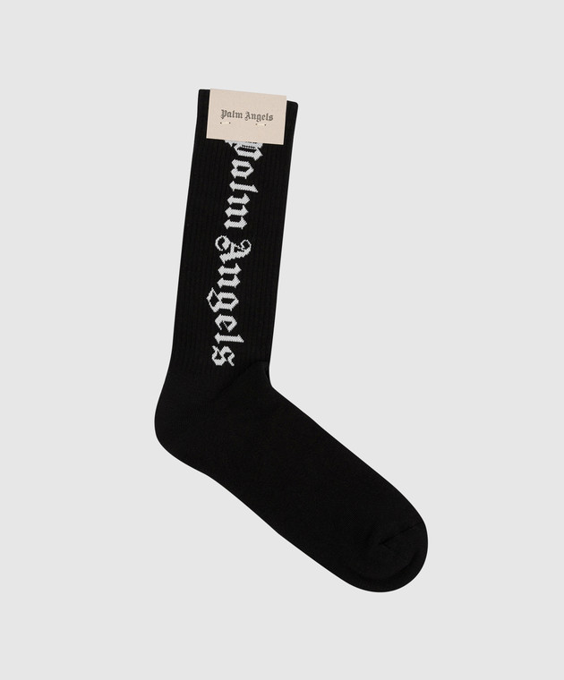 Palm Angels Black socks with logo PMRA001E23FAB001