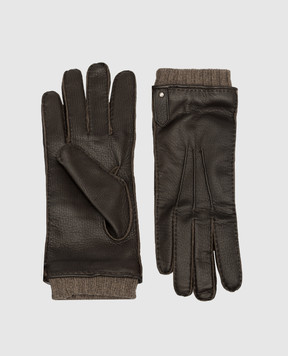 Canali Коричневі рукавички зі шкіри оленя ZF00035GUA01