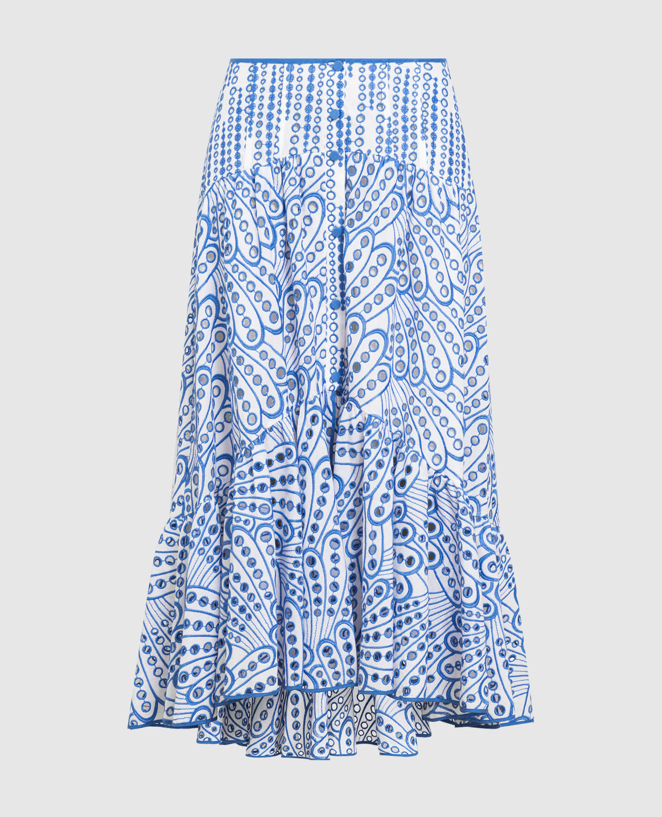 Charo Ruiz - Cina blue skirt with broderie anglaise embroidery 223403 ...