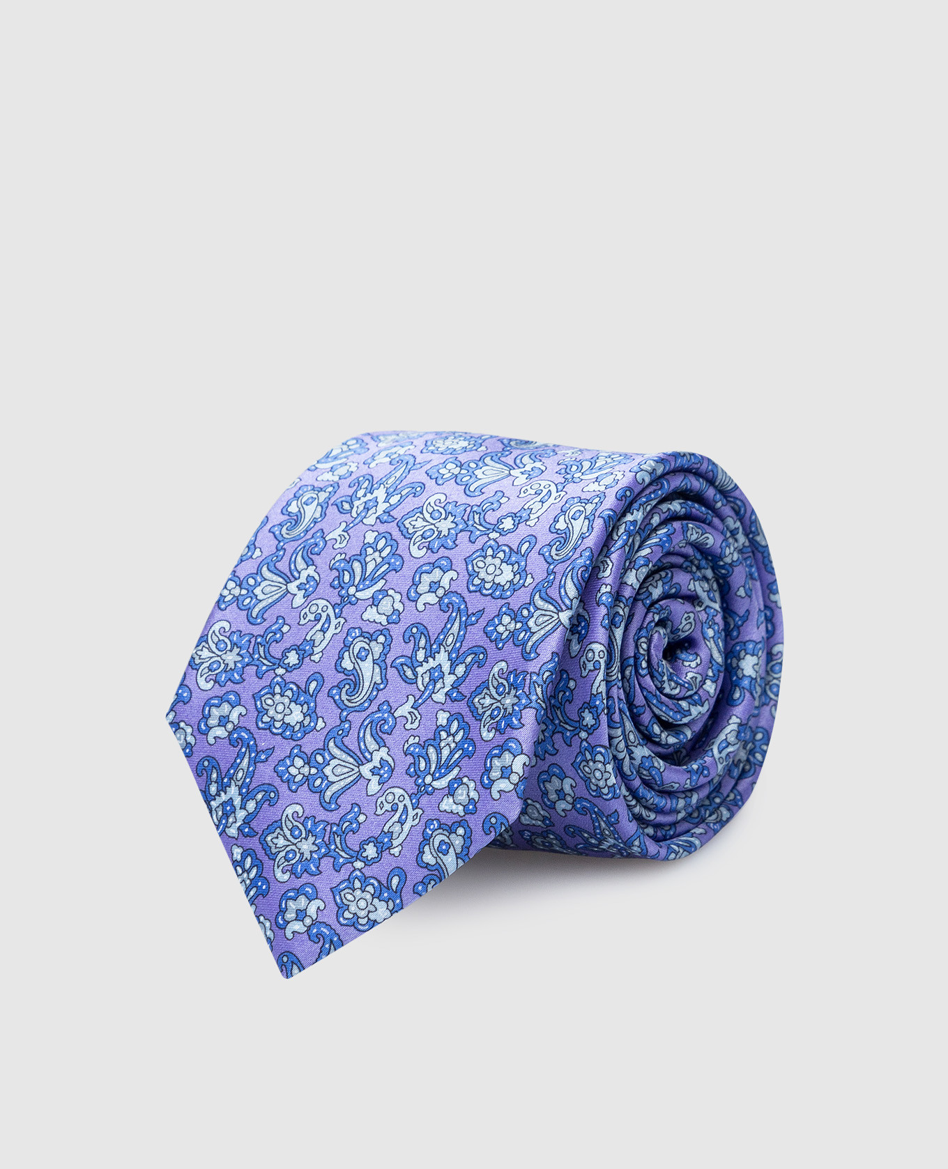 Детский фиолетовый шелковый набор из галстука и платка-паше в узор