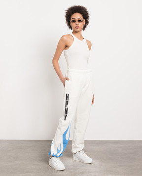 Heron Preston Белые джогеры Law Flames с логотипом HWCH003S23JER002