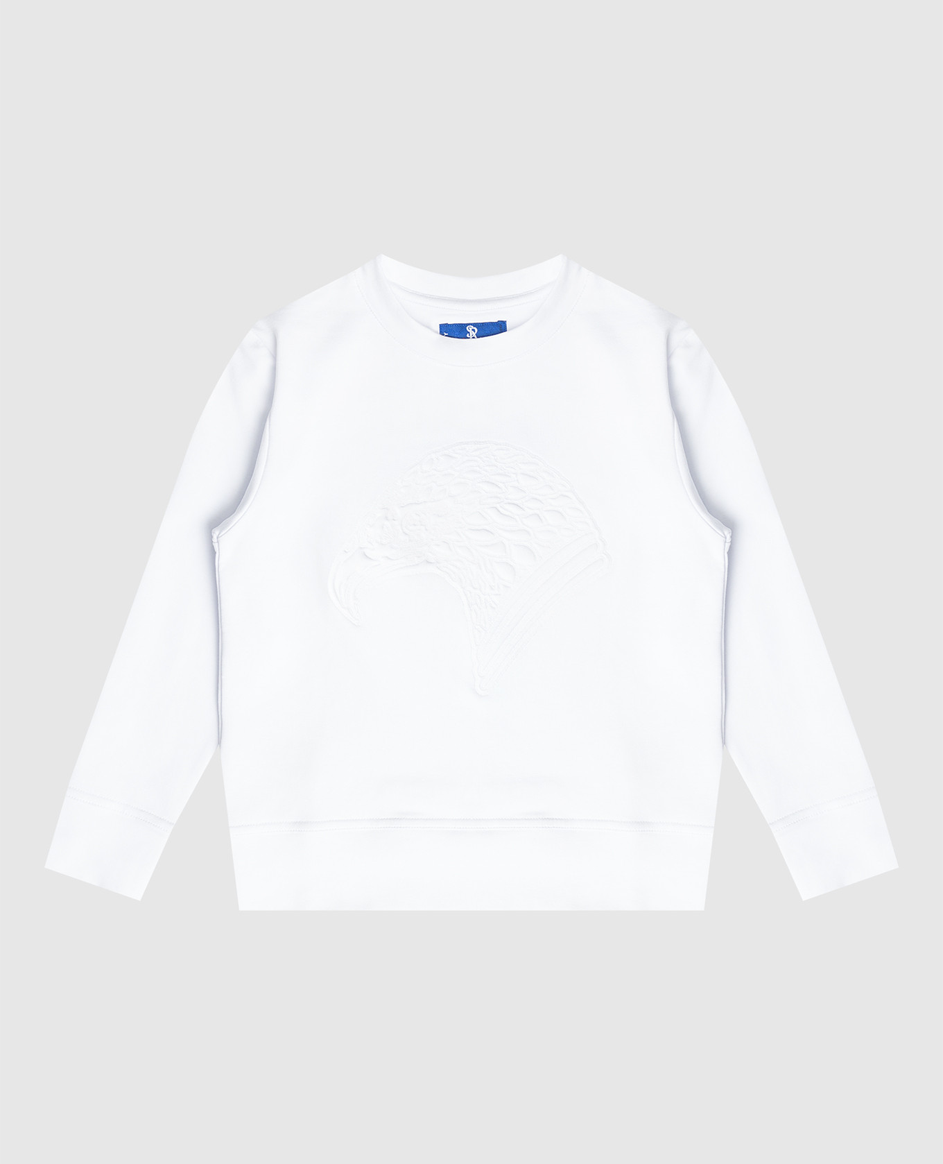 Children's white sweatshirt with logo embroidery