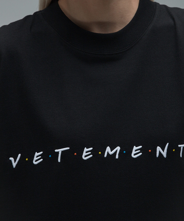 Vetements Black t-shirt with logo embroidery UE54TR270B image 5