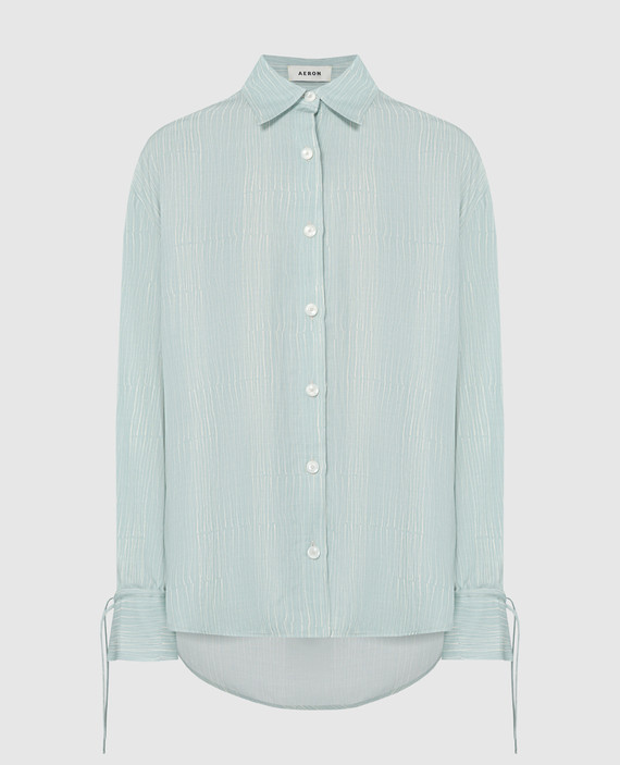 FALLOW green striped blouse with linen