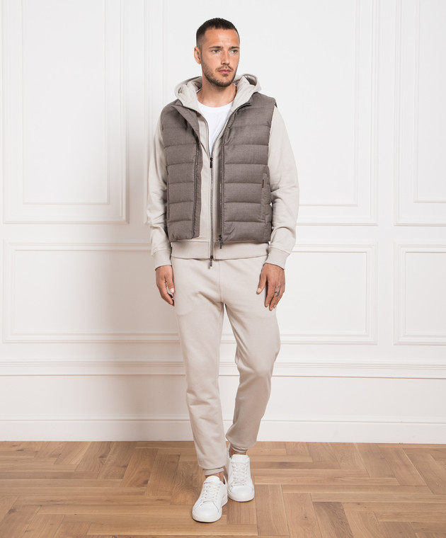MooRER Beige down vest made of wool and cashmere OLIVERL image 2