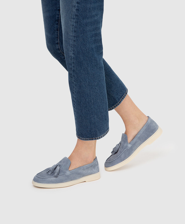 Santoni Синие замшевые лоферы WUYA58744TISNPYL изображение 2
