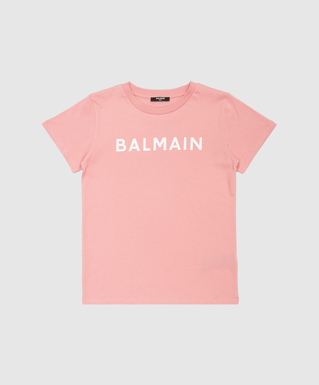 Balmain Children's pink t-shirt with logo BT8B01Z0057
