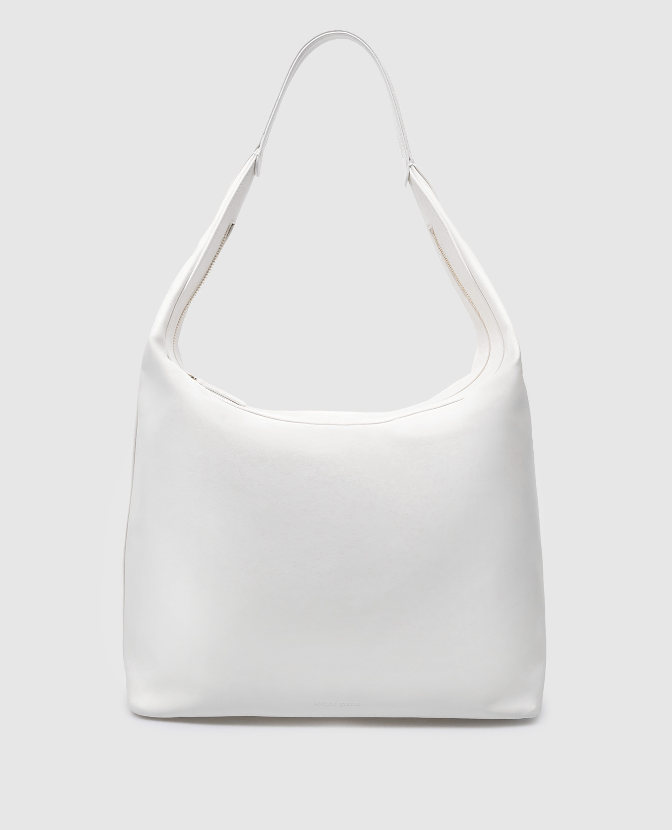 Белая кожаная сумка-хобо MILA с логотипом